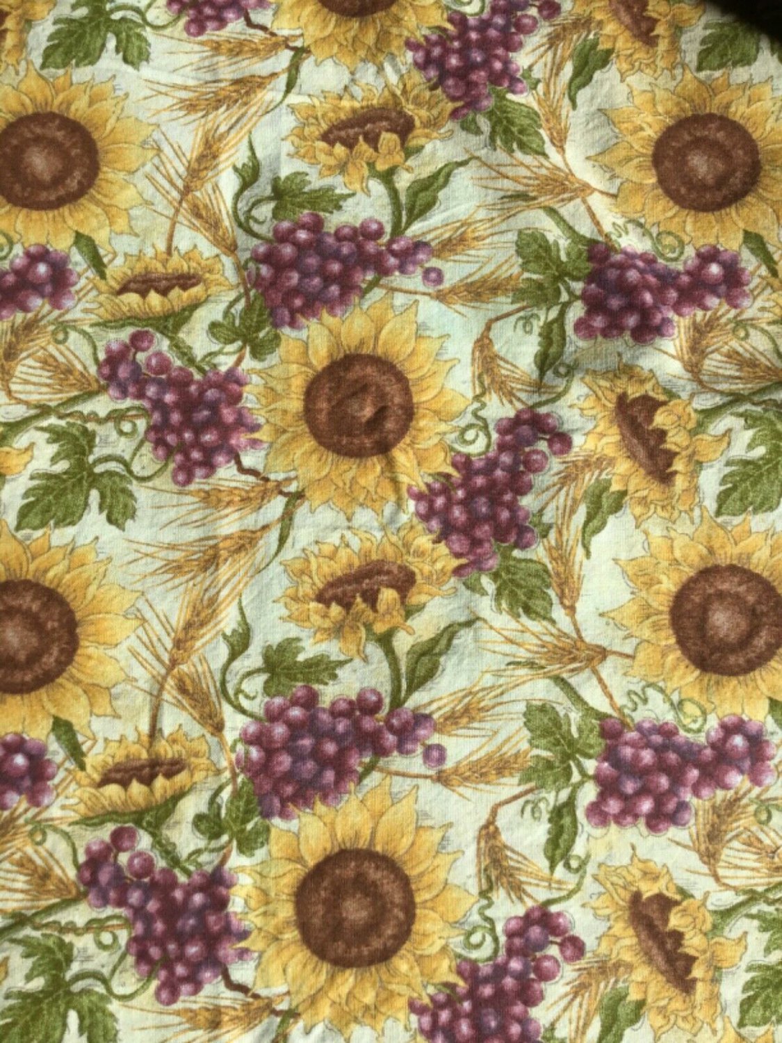 MM FAB, INC. FABRIC YELLOW SUNFLOWER PURPLE GRAPES COTTON 44" WIDE QUILT NEW BTY