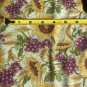 MM FAB, INC. FABRIC YELLOW SUNFLOWER PURPLE GRAPES COTTON 44" WIDE QUILT NEW BTY