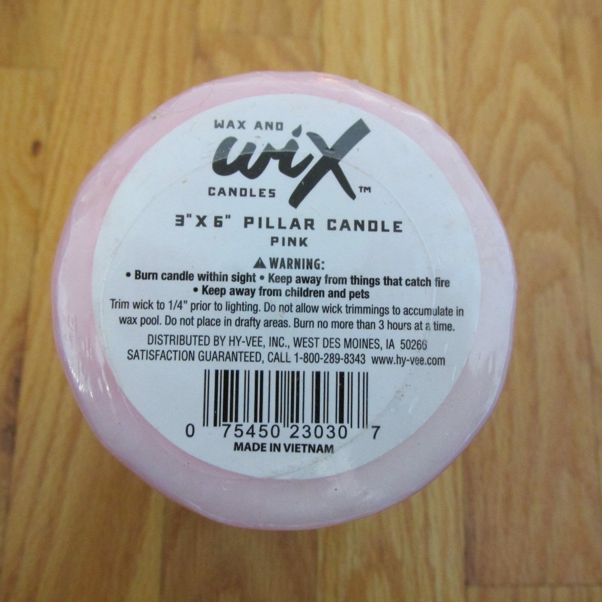 WAX AND WIX PILLAR CANDLE 3 " X 6" PINK UNSCENTED NEW