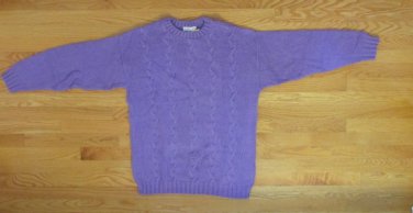 CHEROKEE WOMEN'S SIZE L SWEATER LAVENDER TUNIC CREW NECK CABLE KNIT NWT