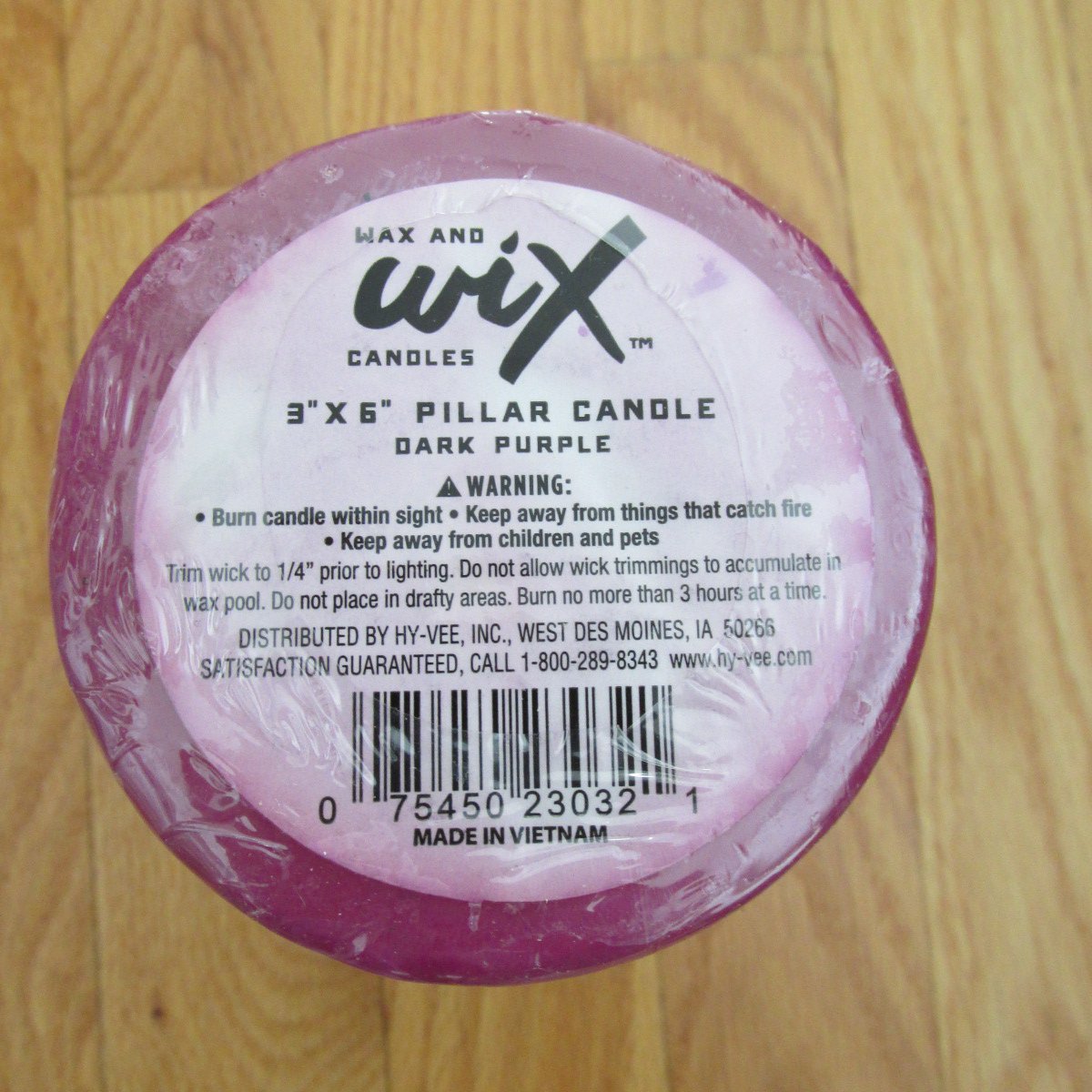 WAX AND WIX PILLAR CANDLE 3 " X 6" DARK PURPLE UNSCENTED NEW
