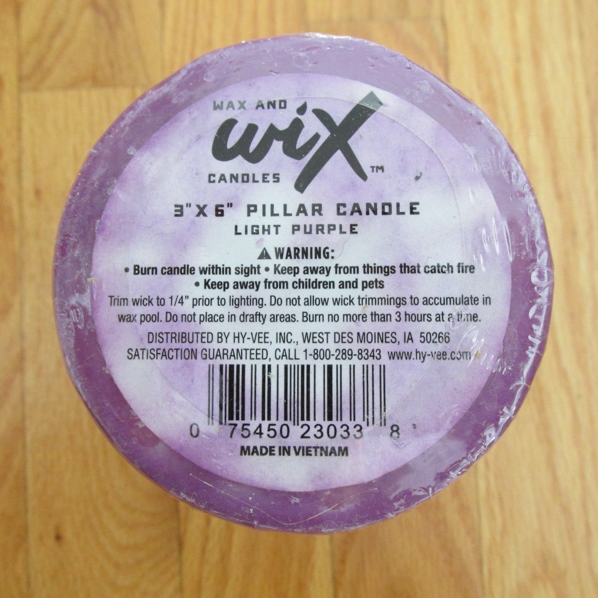 WAX AND WIX PILLAR CANDLE 3 " X 6" LIGHT PURPLE UNSCENTED NEW