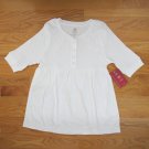 FADED GLORY WOMEN'S SIZE XL (14 / 16 W) TOP WHITE BABY DOLL HENLEY SHORT SLEEVE NWT