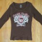 ATHLETIC WORKS GIRL'S SIZE 6 6X TOP BROWN CORAL IMPERIAL DARLING LONG SLEEVE