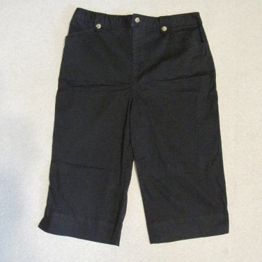 WHITE STAG WOMEN'S SIZE 10 CAPRIS STRETCH BLACK CROPPED PANTS CUFF OPTION