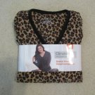 CUDDL DUDS CLIMATE RIGHT WOMEN'S SIZE M (10 - 12) FLEECE TOP BROWN LEOPARD STRETCH SLEEP LOUNGE NEW