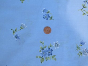 ABS FABRIC BLUE FLOWERS 44" WIDE QUILT PILLOWCASE DRESS 100% COTTON NEW BTY