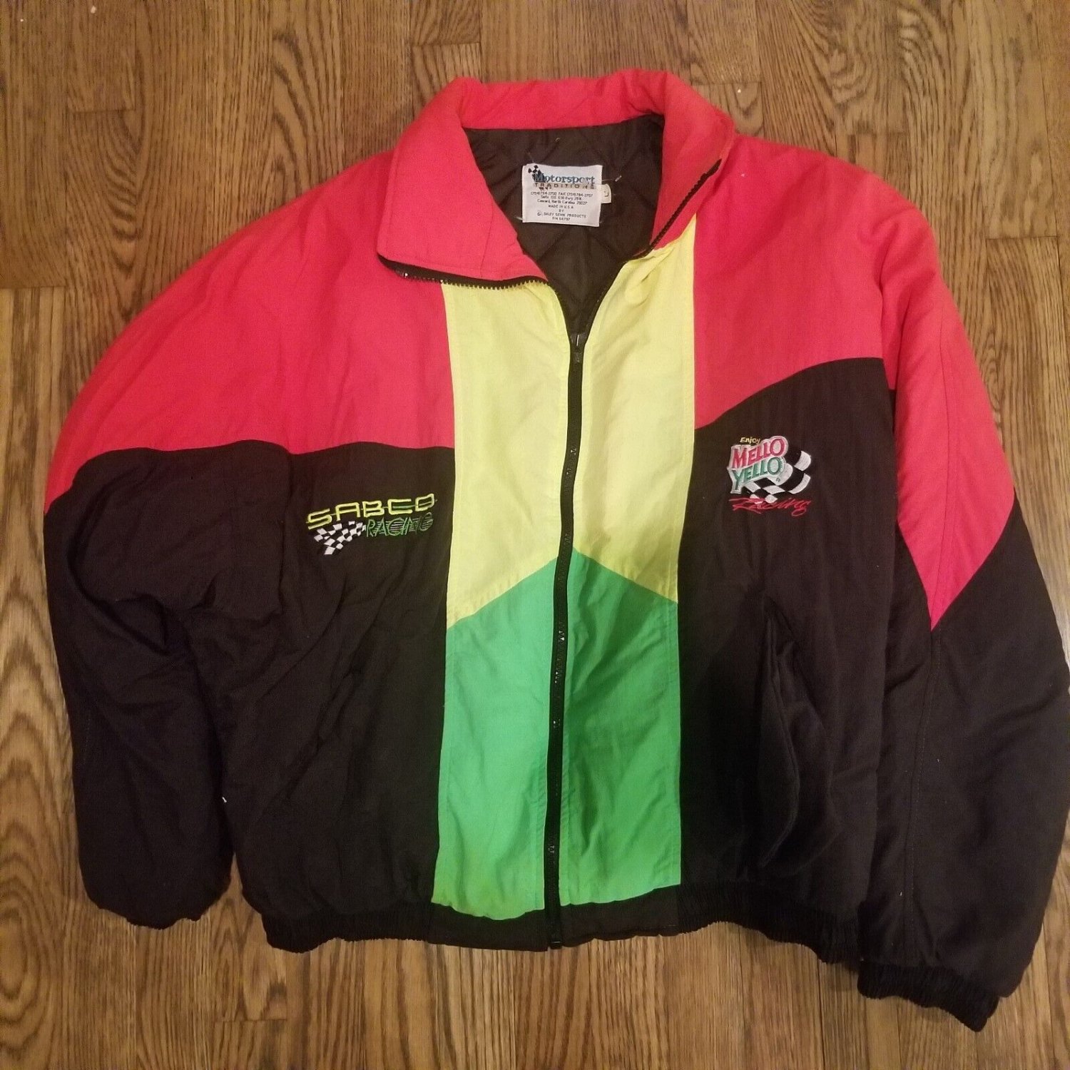 NASCAR MOTORSPORT SABCO MEN'S SIZE L COAT MELLO YELLO NEON JACKET KYLE ...