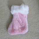 HOLIDAY STOCKING PINK WHITE FAUX FUR SMALL GIFT GIVING PRESENT TREE ORNAMENT