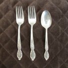 IS WILLIAM ROGERS & SON SILVER PLATE FLATWARE VICTORIAN ROSE SET of 3 SILVERWARE REPLACEMENT