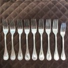 CAMBRIDGE STAINLESS CHINA FLATWARE GRANDE SET of 9 DINNER FORKS SILVERWARE REPLACEMENT