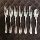 ONEIDA STAINLESS  FLATWARE CALM SET of 7 GLOSSY SILVERWARE REPLACEMENT