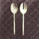 BRASS PLATED STAINLESS FLATWARE SET of 2 SERVING SPOONS SILVERWARE REPLACEMENT