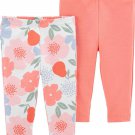 CARTER'S CHILD OF MINE GIRL'S SIZE 0 - 3 mo. LEGGINGS 2 PACK GRAY & CORAL FLORAL PANTS NIP