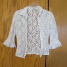 YOUNIQUE WOMEN'S JUNIOR'S SIZE M TOP WHITE LACE 3/4 SLEEVES BUTTON DOWN SHIRT USA MADE