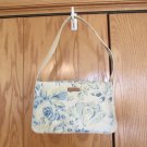 FOSSIL WOMEN'S PURSE IVORY & BLUE FLORAL CANVAS STRAW DETAIL HOBO HAND BAG # 75082 ZB 3885