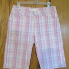 LEE WOMEN'S JUNIOR'S SIZE 9 / 10 SHORTS PINK PLAID FLAT FRONT ONE TRUE FIT WALKING METRO