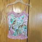STYLES WOMEN'S SIZE S TOP AQUA PINK LACE CAMISOLE CAMI BOHO HIPPIE USA MADE