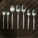 NATIONAL STAINLESS KOREA FLATWARE ROSEVINE CARESS SET of 7 GLOSSY SILVERWARE REPLACEMENT or CHOICE