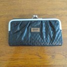 NICOLE MILLER WALLET CLUTCH PURSE BLACK FAUX SNAKE SKIN METAL CLASP CLASSIC PREPPY SOPHISICATED