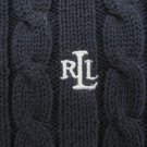RALPH LAUREN WOMEN'S SIZE S SWEATER DARK NAVY BLUE CABLE WHITE EMBROIDERED RLL LOGO