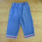BASIC EDITIONS GIRL'S SIZE 2 T JEANS MED BLUE STONE WASHED DENIM PINK ACCENTS PULL ON VINTAGE
