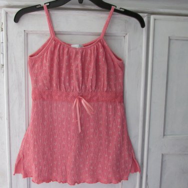 YOUNIQUE YOU KIDZ GIRL'S SIZE XL TANK TOP CORAL, IVORY FLORAL CAMISOLE RIBBON LACE