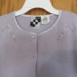 IT'S OUR TIME WOMEN'S SIZE L SWEATER LAVENDER CARDIGAN CLASSIC KNIT W/ FLOWER EMBROIDERY USA MADE