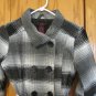 NEW LOOK WOMEN'S JUNIORS SIZE M COAT BLACK, WHITE, GRAY PLAID FALL BELTED JACKET OUTERWEAR