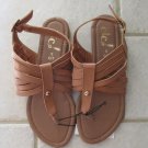 RUE 21 ETC. WOMEN'S SIZE XL 10 SANDALS TAN W/ BUCKLE FLATS SHOES THONG T STRAP NWT