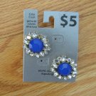 COLOR CRUSH POST EARRINGS BLUE & RHINESTONE GOLD COLOR JEWELRY NEW NIP