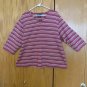 MAGGIE BARNES WOMEN'S SIZE 3 X TOP PINK IVORY METALLIC STRIPE V NECK 3/4 SLEEVES USA MADE BARBIE