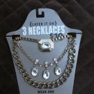 LAYER IT ON WOMEN'S NECKLACE SET of 3 GOLD COLOR CHAINS PENDANT JEWELRY DRESSY HIP HOP NEW NIP