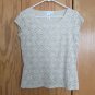 PURSUITS WOMEN'S SIZE M TOP BEIGE STRETCH LACE CAP SLEEVES SHIRT