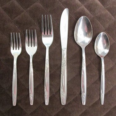 IMPERIAL IIC STAINLESS JAPAN FLATWARE ROSEMERE SET of 17 GLOSSY SILVERWARE REPLACEMENT or CHOICE