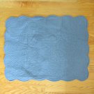 SUNBURST INTERNATIONAL BLUE SCALLOPPED QUILTED PILLOW CASE SHAM SET of 2 BED COTTAGE