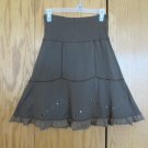 SKINNY MINNIE WOMEN'S JUNIOR'S SIZE M SKIRT BROWN STUDS RUFFLE SHORT BOHO COUNTRY HIPPIE