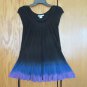 CHARLOTTE RUSSE WOMEN'S JUNIORS SIZE  TUNIC BLACK TIERED BLUE PURPLE CAP SLEEVE SMOCKED TOP