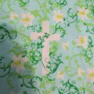 SPRING EASTER CROSSES GREEN WHITE LILY FLOWER 100% COTTON FABRIC 44-45" WIDE QUILT NEW BTY
