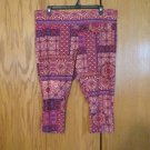 TERRA & SKY WOMEN'S SIZE 3X (24 W / 26 W) CAPRIS CRANBERRY, LAVENDER BOHO, INDIA LEGGINGS PANTS NWT