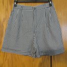TOFY WOMEN'S SIZE 12 SHORTS BLACK & WHITE GINGHAM PLEATED TROUSER GOLF STYLE SPRING USA MADE