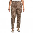 TERRA & SKY WOMEN'S SIZE 26 W PETITE PANTS LEOPARD STRETCH DENIM JEANS HIGH RISE STRAIGHT LEG NWT