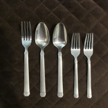 MSE MARTHA STEWART STAINLESS CHINA FLATWARE MFS 1 SATIN SET of 5 SILVERWARE REPLACEMENT or CHOICE