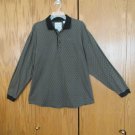 AXIS MEN'S SIZE L POLO SHIRT GRAY BLACK GEOMETRIC STRIPE LONG SLEEVE VINTAGE