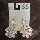 PASTEL PERFECTION HOOK DROP EARRINGS PINK RHINESTONE GOLD COLOR JEWELRY NEW NIP