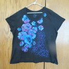 HANES JMS JUST MY SIZE WOMEN'S SIZE 3XL (22 / 24) ROUND NECK T-SHIRT BLACK GLITTER SS TEE TOP