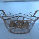 GOLD COLOR METAL WIRE MESH BASKET WITH GRAPES ACCENT GOLD COLOR METAL WIRE MESH BASKET WITH GRAPES ACCENT