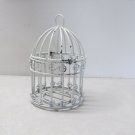 WHITE METAL BIRDCAGE SMALL ROUND DISTRESSED  TEALIGHT LANTERN HANGING DECORATIVE HOLDER