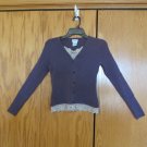GEORGE WOMEN'S SIZE M (8 / 10) TOP PLUM SILK MOCK CARDIGAN SWEATER BEIGE LACE