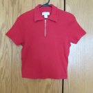 EXPRESS TRICOT WOMEN'S SIZE M TOP RED 1/4 ZIP POLO COLLAR RIB KNIT SS CHRISTMAS HOLIDAY PATRIOTIC EXPRESS TRICOT WOMEN'S SIZE M TOP RED 1/4 ZIP POLO COLLAR RIB KNIT SS CHRISTMAS HOLIDAY PATRIOTIC